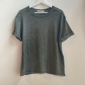 Free People, We the Free. Casual distressed tee shirt. Heather Green. Size XS.